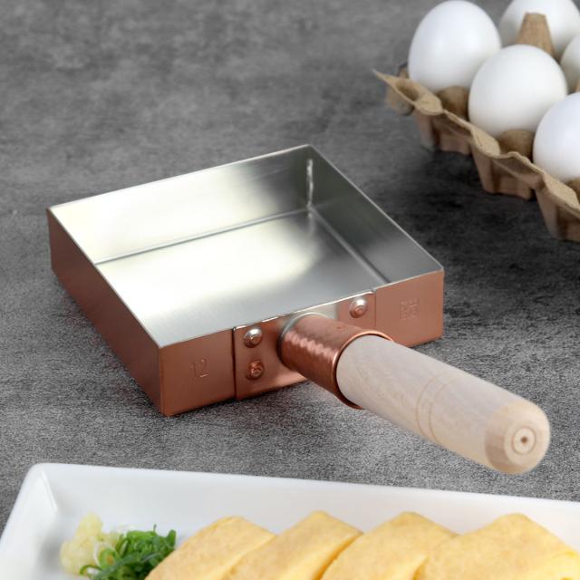 工房アイザワ 純銅 玉子焼き 関東型 12cm （ aizawa 日本製 ガス火専用 卵焼き フライパン 卵焼き器 玉子焼き器 型 アイザワ 角型 正方形 純銅製 錫 銅玉子焼き器 職人 手仕事 一生もの ）
