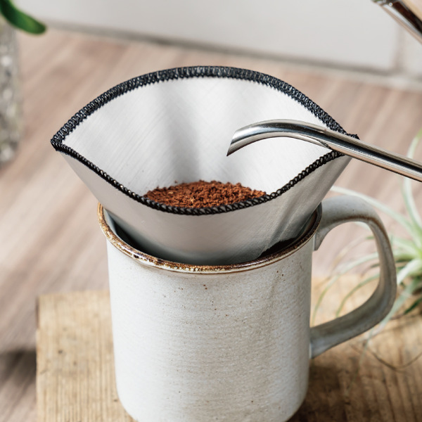 コーヒーフィルター 1杯用 シルバー ステンレス （ フィルター コーヒー 錐 ステンレス製 繰り返し使える エコ 使い捨てない ステンレスフィルターすい 折りたたみ ドリップコーヒー ）