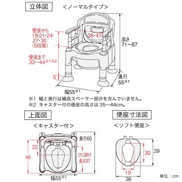 ポータブルトイレ ソフト便座 快適脱臭 キャスター付 介護用 ちびくま