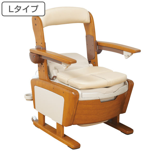 ポータブルトイレ Lタイプ はねあげ 暖房便座 温水シャワー 消臭機能 乾燥機 シャワピタ 介護用 日本製 （ トイレ 介護 ポータブル シャワー 特定福祉用具 ペーパーホルダー リモコン フタ キャスター 腰掛便座 介護用品 ）の通販は