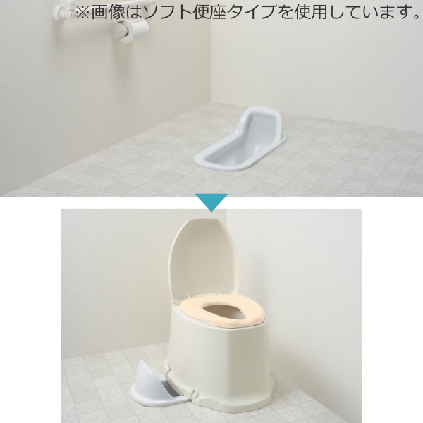 リフォームトイレ 和式トイレ用 暖房便座 補高スペーサー 8cm 段差なし 工事不要 据置式 サニタリエース SD 介護用品 （ 洋式便座 方向転換 簡易 設置 介護 和式トイレ 洋式 トイレ フタ 後付け 便座 暖房 座面 高さ調節 ）_3