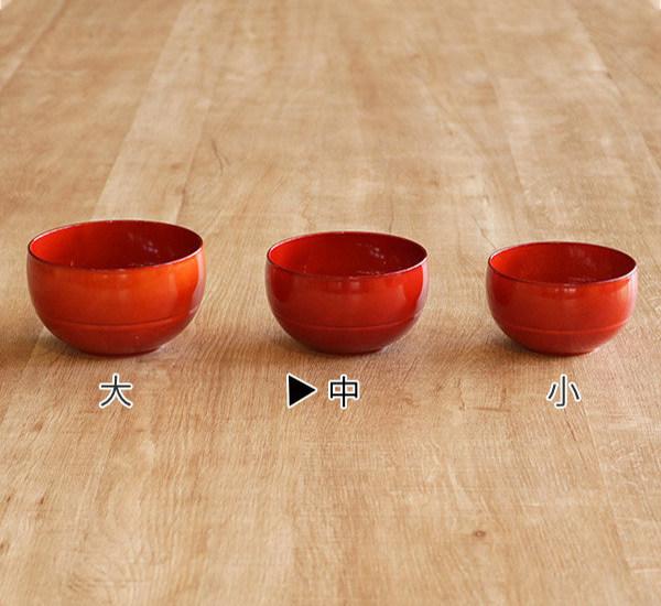 木製 3.8飯碗 赤と黒 2個セット 宮常作 桜 漆塗り 夫婦