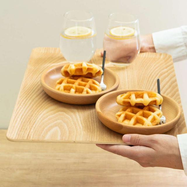トレー 木製トレー ノンスリップ L 40×30cm 同色5枚セット （ キッチントレー キッチン トレイ キッチントレイ 木製 天然木 お盆 おしゃれ 北欧 北欧風 シンプル ナチュラル 配膳 滑りにくい ランチトレー ）_10