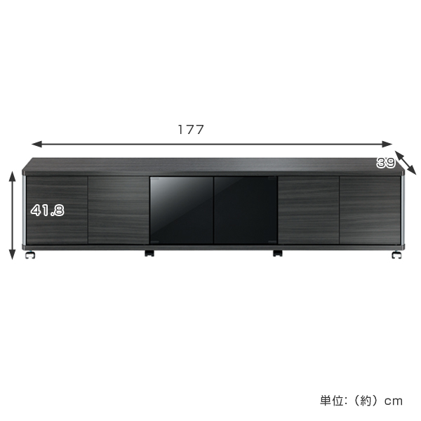 テレビ台 AVラック ハイタイプ キャスター付 70V型対応 GD 幅177cm （ テレビボード ローボード 収納 ブラック 黒 木目 木製 テレビ TV台 TVボード シンプル TV テレビラック ラック 大きめ 大型 テレビ台 ロータイプ）_1