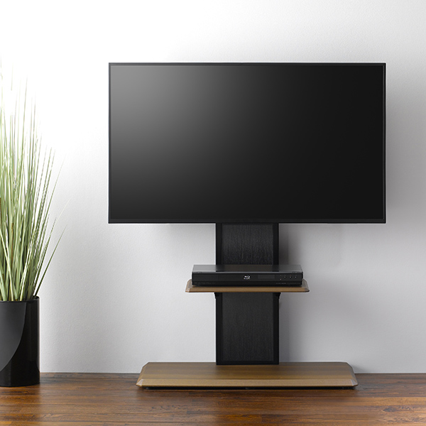 テレビ台 壁寄せ 壁面 テレビスタンド 65V型対応 ベース幅85cm （ TV台 TVボード ＴＶスタンド 壁よせ 壁 ＴＶラック テレビボード 配線収納 棚付き シンプル おしゃれ オシャレ ベージュ ブラック 茶 黒 家具 木目 ）_3