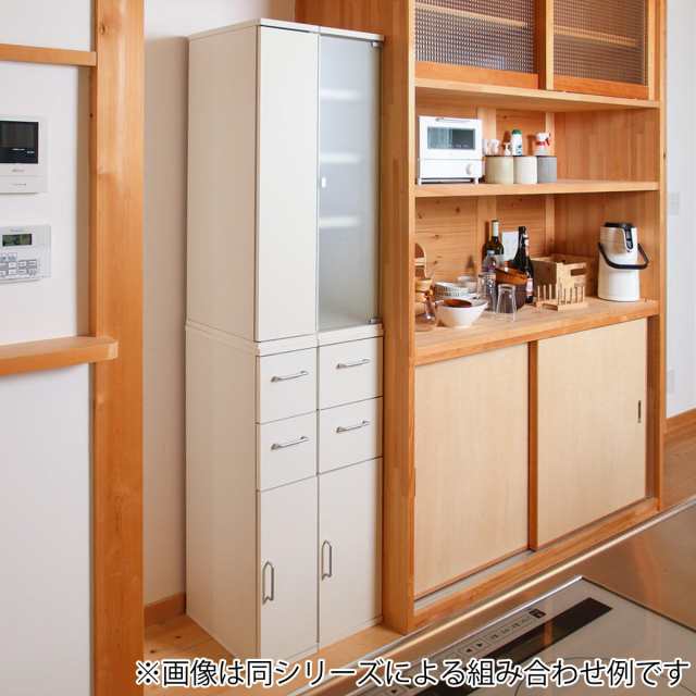 食器棚 キッチン収納 幅25cm ホワイト スリムタイプ 飛散防止加工