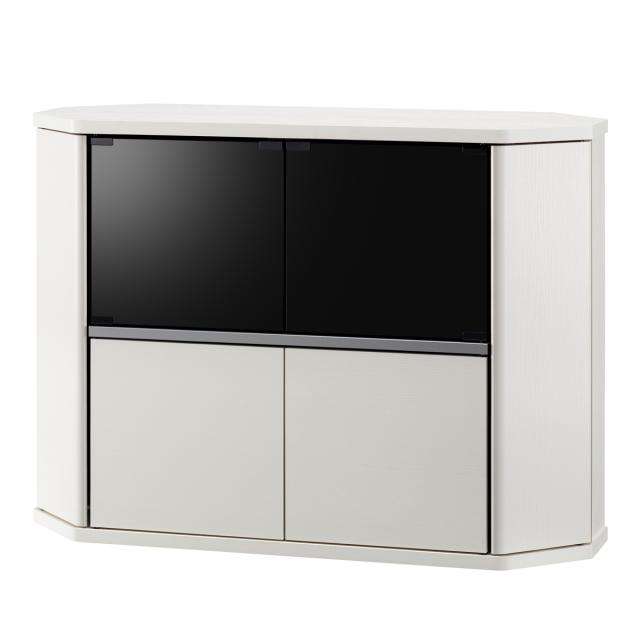 グレーのテレビ台 ガラス棚付き テレビ台 ガラス扉 収納 キャスター