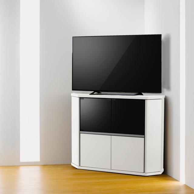 テレビ台 コーナー型 ハイタイプ 木目調 スモークガラス 幅100cm （ テレビボード TV台 TVボード テレビラック TVラック AVラック リビングボード 収納 扉 キャスター付き コーナースペース ）_9