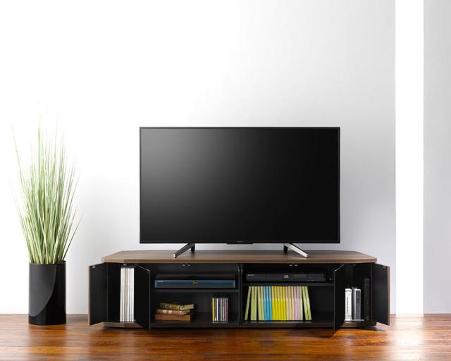 テレビ台 コーナー型 ワイド 木目調 スモークガラス 約幅149cm （ テレビボード TV台 TVボード テレビラック TVラック AVラック リビングボード 収納 扉 ロータイプ キャスター付き コーナースペース ）_7