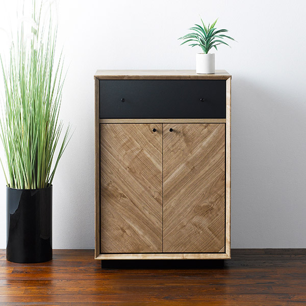 家具　棚　収納ボックス　収納棚　食器棚　本棚　キャビネット　サイドテーブル キャビネット サイドボード 矢貼りデザイン アロー 幅59cm