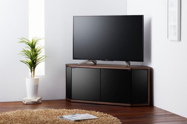 テレビ台 ローボード コーナー型 前面ダークガラス 幅115cm （ テレビボード TV台 TVラック TVボード テレビラック 省スペース ガラス扉 コーナーテレビ台 AVラック リビング収納 ブラウン ホワイト おしゃれ ）_14