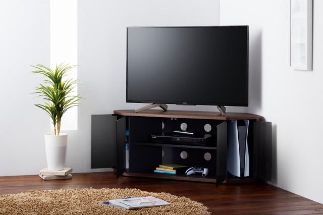 テレビ台 ローボード コーナー型 前面ダークガラス 幅115cm （ テレビボード TV台 TVラック TVボード テレビラック 省スペース ガラス扉 コーナーテレビ台 AVラック リビング収納 ブラウン ホワイト おしゃれ ）_15