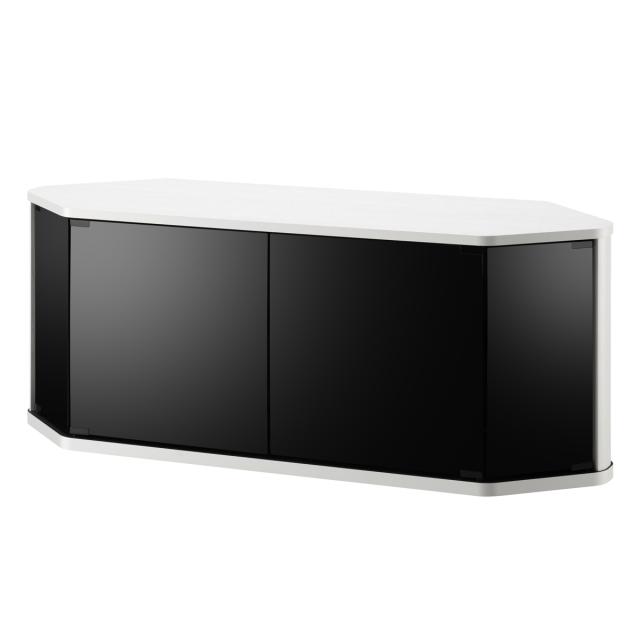 テレビ台 ローボード コーナー型 前面ダークガラス 幅115cm （ テレビボード TV台 TVラック TVボード テレビラック 省スペース ガラス扉 コーナーテレビ台 AVラック リビング収納 ブラウン ホワイト おしゃれ ）_16