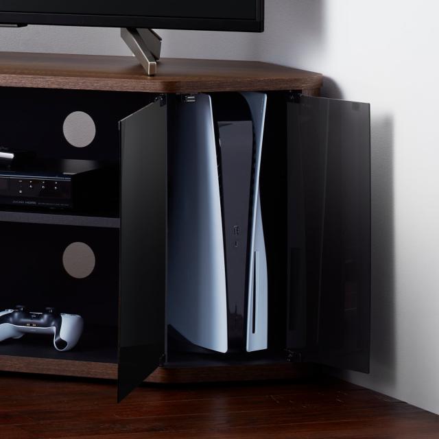 テレビ台 ローボード コーナー型 前面ダークガラス 幅115cm （ テレビボード TV台 TVラック TVボード テレビラック 省スペース ガラス扉 コーナーテレビ台 AVラック リビング収納 ブラウン ホワイト おしゃれ ）_6
