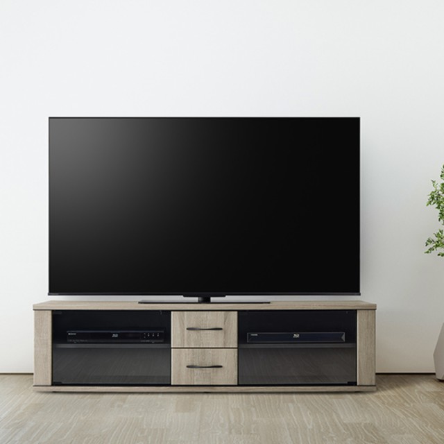 テレビ台 幅150cm ローボード ブラックガラス扉 背面収納付 （ テレビボード TV台 TVボード テレビラック TV 収納 リビング 棚 家具 幅15