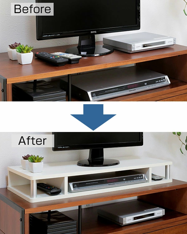 ちょい足しラック 幅110cm テレビ台 AVボード （ PC台 パソコン台 TVボード テレビラック TV台 高さ調整 高さ足し DVDラック テレビボード AVラック シンプル 高さ出し 黒 ホワイト 白 ブラウン ナチュラル ）_5