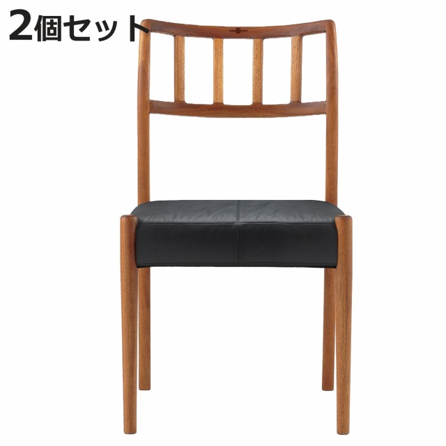ダイニングチェア 同色2脚セット 座面高43cm 本牛革ブラック EDDA （ 開梱設置 エッダ 革 本革 レザー ブラック 黒 北欧 天然木 無垢材 肘なし 肘掛なし アカシアマンギウム チェア イス 椅子 木製 ）の通販は 99,000円