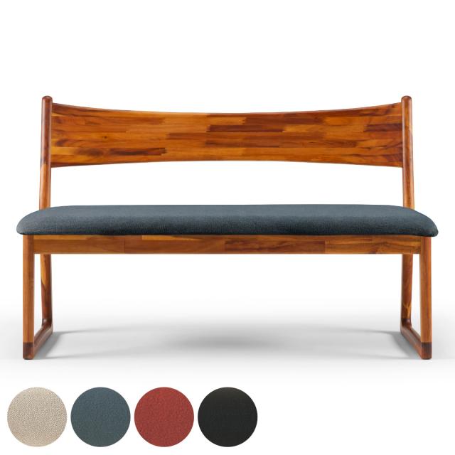 ダイニングベンチ 背付 幅118.5cm LDベンチ EDDA （ 開梱設置 エッダ 背もたれ付き 2人掛け ベンチ ファブリック 撥水加工 取り外し可能なカバー 天然木 無垢材 北欧 アカシアマンギウム イス 椅子 木製 ）の通販は