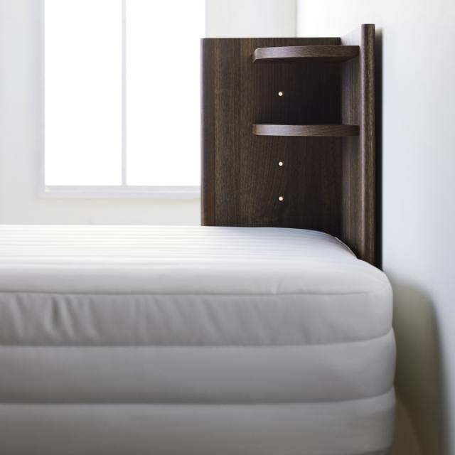 ヘッドボード コーナータイプ 6段階 後付け 宮棚 （ ベッドボード 木製 ベッド ボード 枕元 棚 ベッドサイド 高さ調節 シンプル ナチュラル ブラウン ）