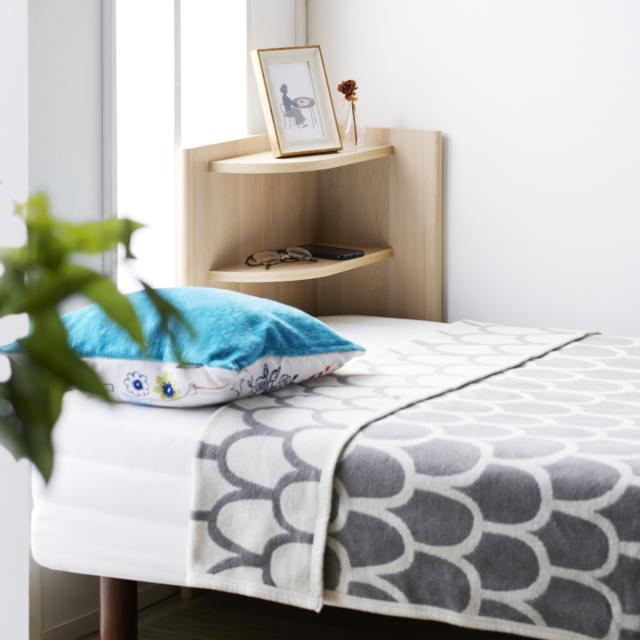 ヘッドボード コーナータイプ 6段階 後付け 宮棚 （ ベッドボード 木製 ベッド ボード 枕元 棚 ベッドサイド 高さ調節 シンプル ナチュラル ブラウン ）