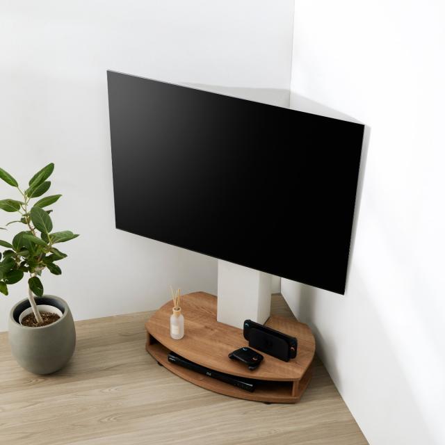 テレビスタンド 幅79cm 32〜55型対応 キャスター付き 木目調 （ テレビ台 スタンド 角度調節 壁寄せ 省スペース コーナー 棚付き アジャスター付き ツートーン ）_10