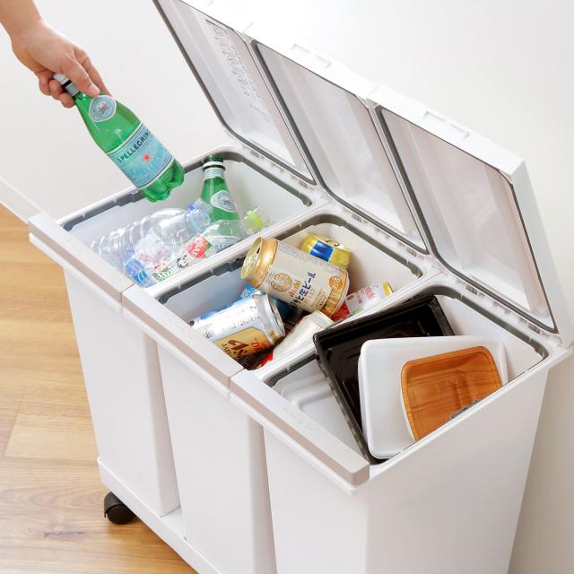 ゴミ箱 分別 3分別 20L 防臭 密閉 分別ゴミ箱 横型 キャスター付き