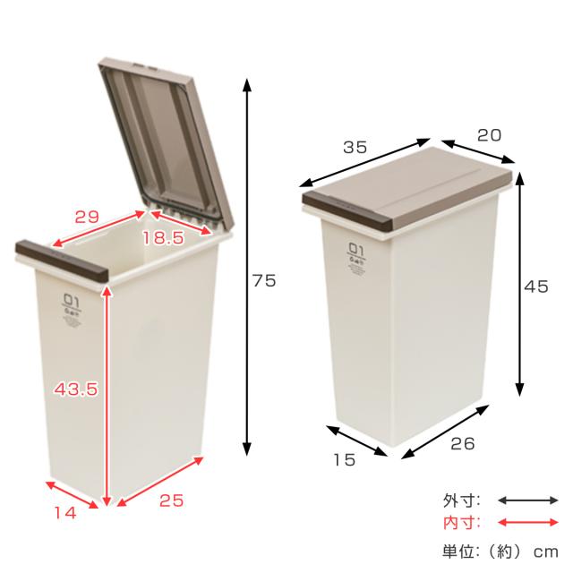 ゴミ箱 分別 3分別 20L 防臭 密閉 分別ゴミ箱 横型 キャスター付き
