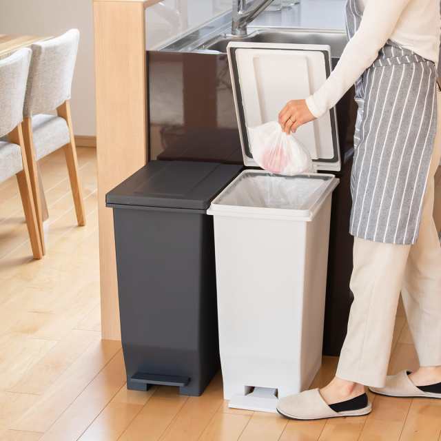 ゴミ箱 45L 同色2個セット 密閉ペダルペール エバン （ ごみ箱 45リットル 2個セット ニオイ漏れ 防止 密閉 スリム シンプル 分別 ペダル式 パッキン EBAN 袋止め付き 踏みふた ペダル 縦型 オムツペール キッチン ふた付き ）の通販は
