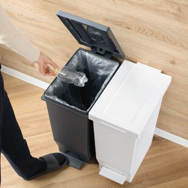 ゴミ箱 45L 同色2個セット 密閉ペダルペール エバン （ ごみ箱 45リットル 2個セット ニオイ漏れ 防止 密閉 スリム シンプル 分別 ペダル式 パッキン EBAN 袋止め付き 踏みふた ペダル 縦型 オムツペール キッチン ふた付き ）の通販は