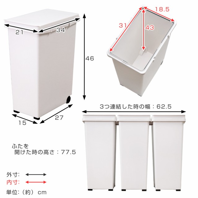 ゴミ箱 60L 20L×3分別 キッチンジョイント （ ごみ箱 60リットル