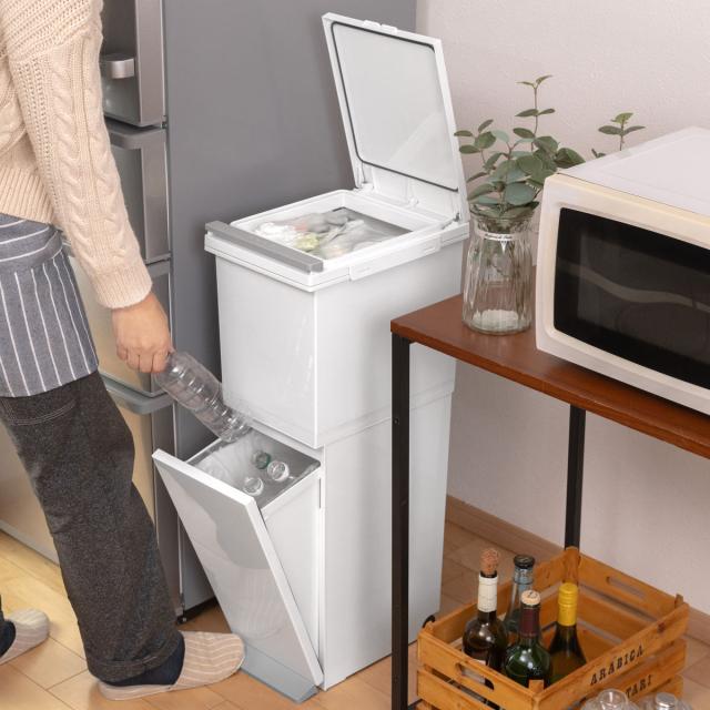 5段 分別ゴミ箱 ダストボックス おしゃれ グレー ホワイト 省スペース