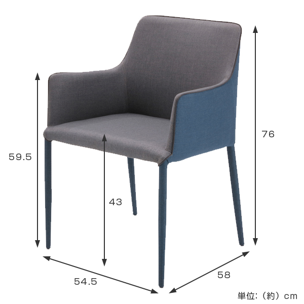 ダイニングチェア 肘付 アームチェア SERIO 座面高43cm （ ダイニング ファブリック 布 ツートンカラー 食卓 セット リビング 快適 モダン スタイリッシュ 北欧 完成品 ）_2