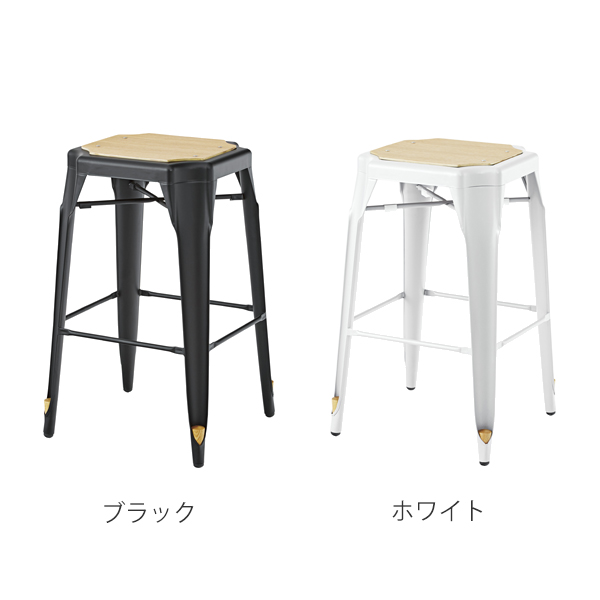 ハイスツール 2脚セット スタッキングチェア アイアンフレーム インダストリアル調 高さ72cm （ チェア 椅子 カウンターチェア ヴィンテージ レトロ スチール ミッドセンチュリー ）_1