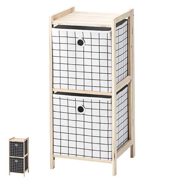 チェスト 2段 折りたたみ式 フォールディングチェスト 幅34cm （ リビングチェスト 収納 棚 木製 収納棚 サイドチェスト 収納チェスト 収納ラック ウッドシェルフ オープンラック ホワイト 白 ブラック 黒 ひとり暮らし ）の通販は