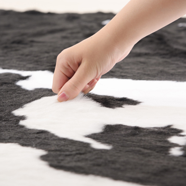 ラグ カウ柄 ラグマット 160×220cm ブラウン （ ラグマット カーペット 絨毯 マット 滑りにくい おしゃれ ふさふさ フェイクファー 床暖対応 ホットカーペット対応 滑り止め ）