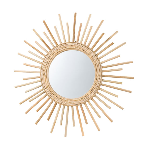 ミラー 幅60cm ラタン 籐 かがみ 鏡 ウォールミラー 壁掛け おしゃれ