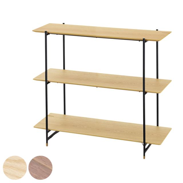 オープンラック 幅108cm 3段 木天板 ミニマルデザイン Luca （ ラック 飾り棚 ディスプレイラック 収納 収納棚 収納ラック オープンシェルフ 木目 木製 ウォルナット スチール脚 ナチュラル ブラウン 茶色 おしゃれ ）の通販は