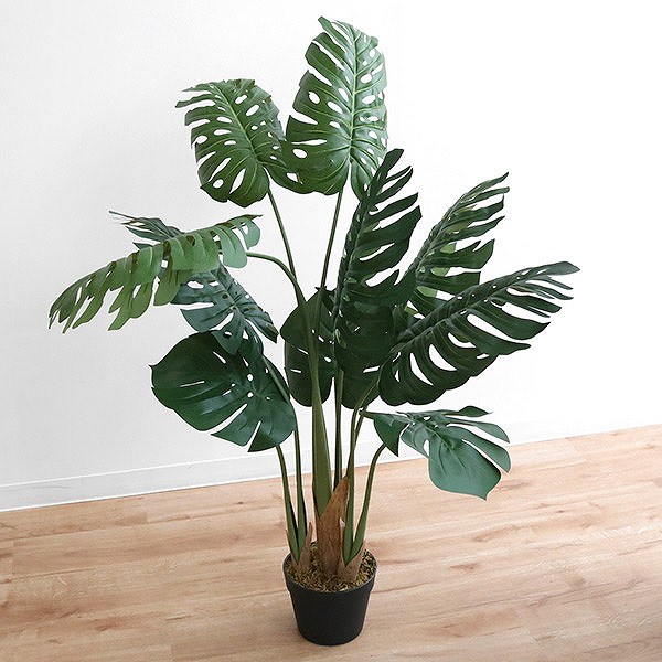 人工観葉植物 モンステラ 100cm フェイクグリーン 造花 （ 観葉植物 フェイク 人工植物 アートグリーン 緑 グリーン 癒し リラックス 植木 樹木 人工 枯れない 水やり不要 簡単 おしゃれ インテリア 飾り プランター ）_5