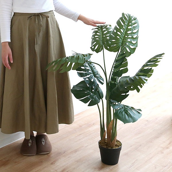 人工観葉植物 モンステラ 100cm フェイクグリーン 造花 （ 観葉植物 フェイク 人工植物 アートグリーン 緑 グリーン 癒し リラックス 植木 樹木 人工 枯れない 水やり不要 簡単 おしゃれ インテリア 飾り プランター ）_8