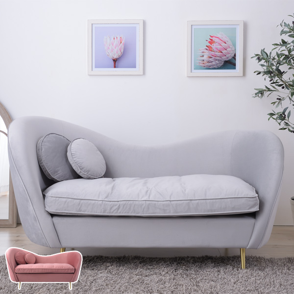 ソファ 幅162cm 2人掛 ベロア 2人用 ソファー クッション付き 布張り ファブリック 姫系 ハート （ フロアソファ リビングソファ 約 幅 160 2人掛け 二人 椅子 イス チェア おしゃれ かわいい 座面 広い ）の通販は