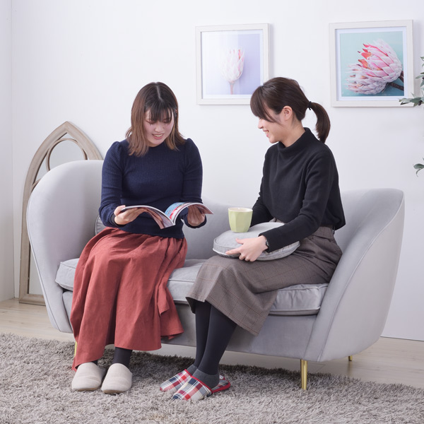 ソファ 幅162cm 2人掛 ベロア 2人用 ソファー クッション付き 布張り ファブリック 姫系 ハート （ フロアソファ リビングソファ 約 幅 160 2人掛け 二人 椅子 イス チェア おしゃれ かわいい 座面 広い ）の通販は