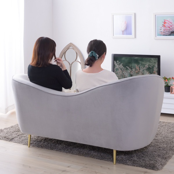 ソファ 幅162cm 2人掛 ベロア 2人用 ソファー クッション付き 布張り ファブリック 姫系 ハート （ フロアソファ リビングソファ 約 幅 160 2人掛け 二人 椅子 イス チェア おしゃれ かわいい 座面 広い ）の通販は