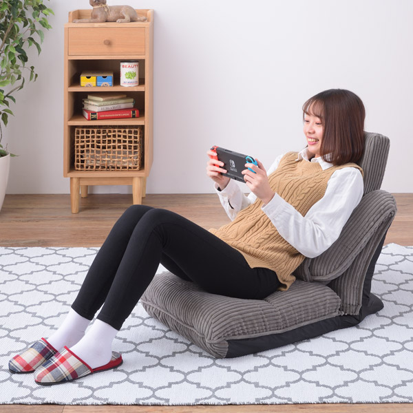 フロアチェア ハイバック 4WAY リクライニング 座椅子 布張り ファブリック 座いす 椅子 イス いす （ リクライニングチェア 座イス ローチェア 角度 調節 フロアソファ 1人掛け 調整 折りたたみ リビング ）_15