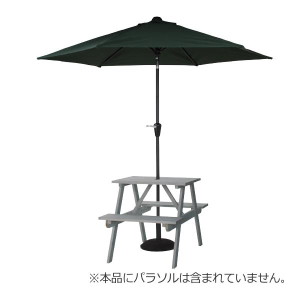 ガーデンテーブル テーブル&ベンチ W75 （ ガーデンチェア ガーデンセット ウッドテーブル ウッドチェア コンパクト 収納 木製 アウトドア 屋外 すのこ状 通気性 一体化型 パラソル 使用可 幅75cm ）_8