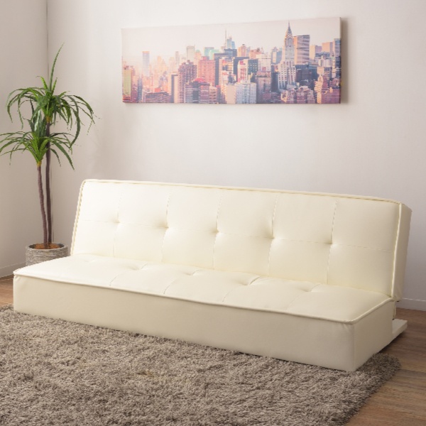 ソファベッド 幅183cm レザー調 3人掛け 三人掛け ソファ （ 開梱設置