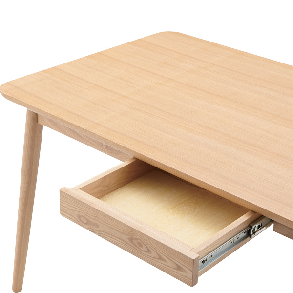 ダイニングテーブル 幅150cm 木製 天然木 引き出し ナチュラル ダイニング テーブル 机 （ 食卓テーブル 四人掛け 食卓 4人掛け 木製テーブル 食卓机 長方形 アッシュ 引出し 収納 おしゃれ 北欧 幅 150 ハの字 斜め脚 ）の通販は