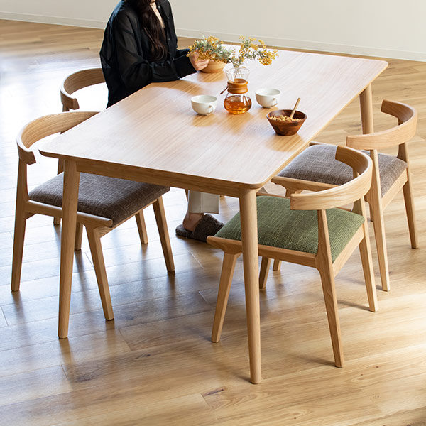 ダイニングテーブル 幅150cm 木製 天然木 引き出し ナチュラル ダイニング テーブル 机 （ 食卓テーブル 四人掛け 食卓 4人掛け 木製テーブル 食卓机 長方形 アッシュ 引出し 収納 おしゃれ 北欧 幅 150 ハの字 斜め脚 ）の通販は