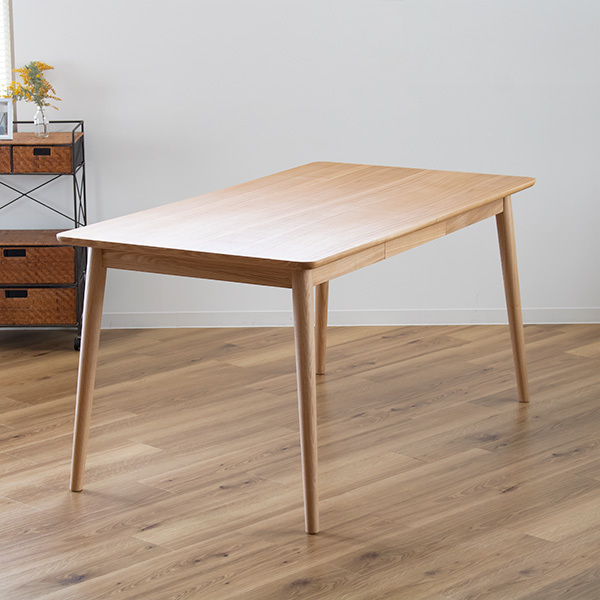 ダイニングテーブル 幅150cm 木製 天然木 引き出し ナチュラル ダイニング テーブル 机 （ 食卓テーブル 四人掛け 食卓 4人掛け 木製テーブル 食卓机 長方形 アッシュ 引出し 収納 おしゃれ 北欧 幅 150 ハの字 斜め脚 ）の通販は