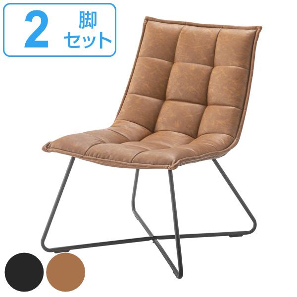 チェア 2脚セット 座面高42cm パーソナルチェア レザー調 スチール脚 椅子 （ ダイニングチェア チェアー リビングチェア 食卓椅子 イス デスクチェア ソフトレザー デザインチェア 肘なし アームレス おしゃれ ダイニング ）