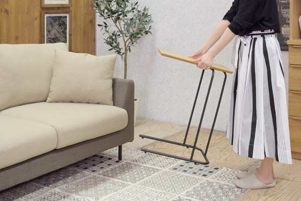 サイドテーブル 高さ60cm 木製 スチール ソファサイド サイド
